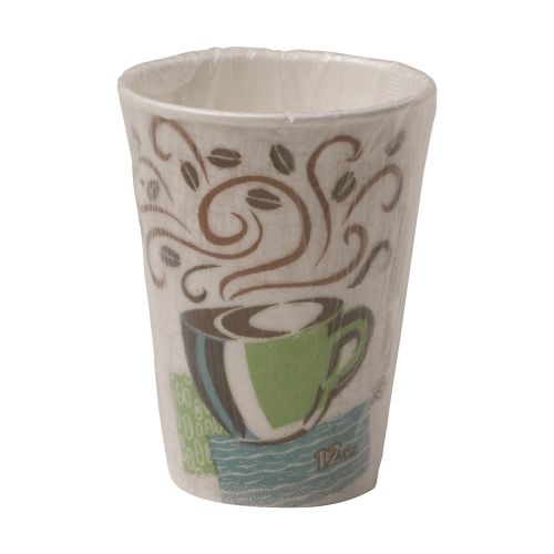 Dixie PerfecTouch Insulated Paper Hot Cup, Coffee Design 12oz, Wrapped